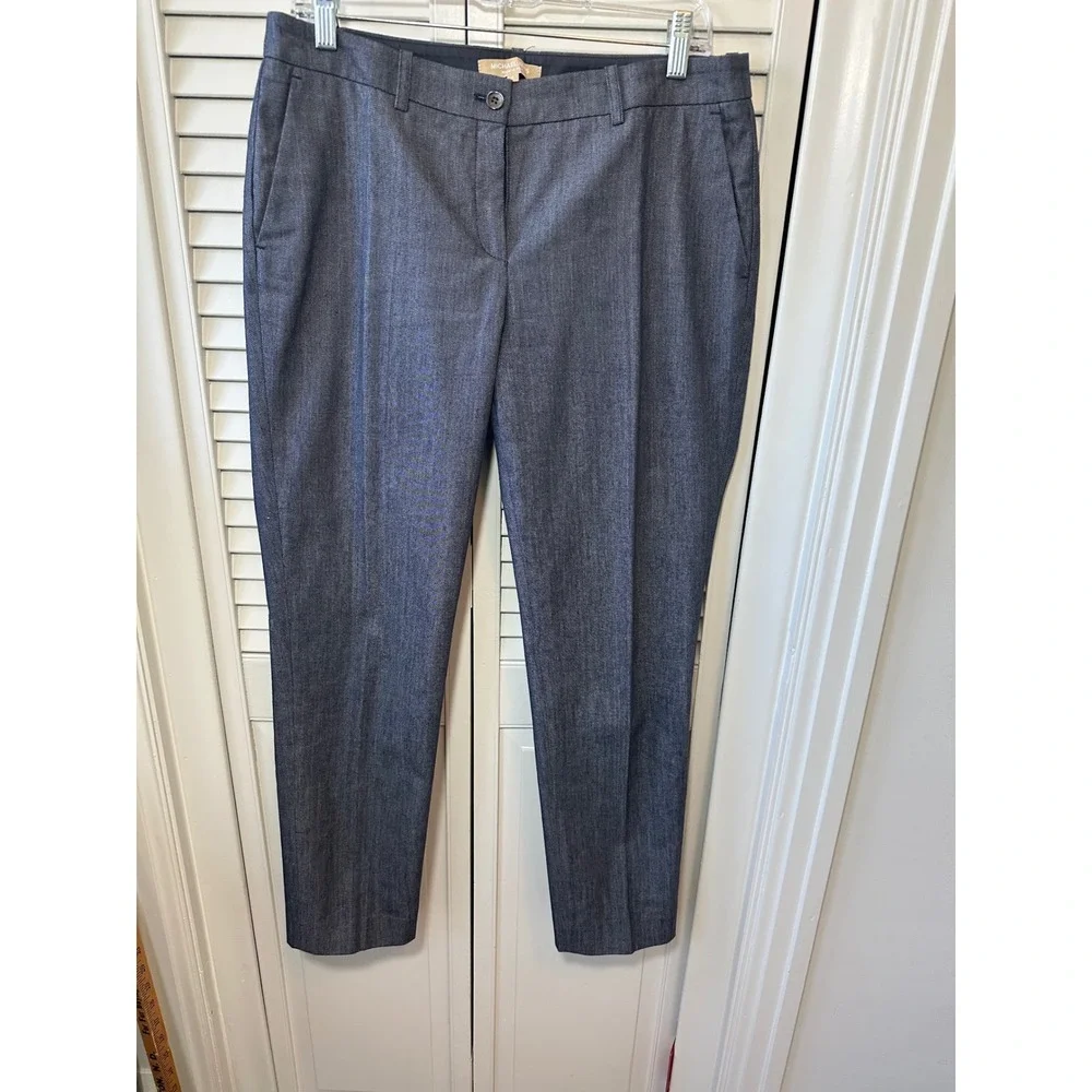 Michael Kors Italy Indigo Blue Cotton Tailored Trousers Pants KDC223A Size 8